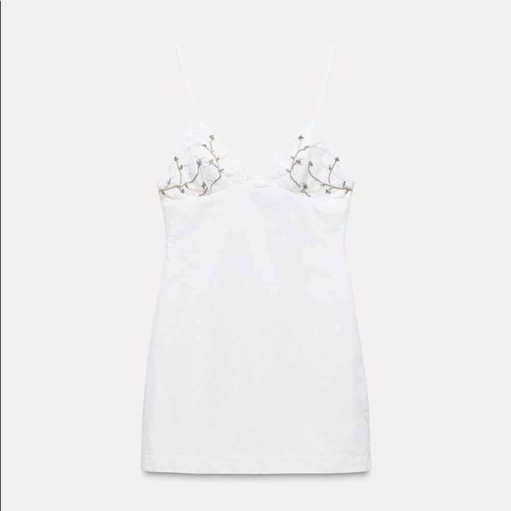 White mini dress bedazzled top